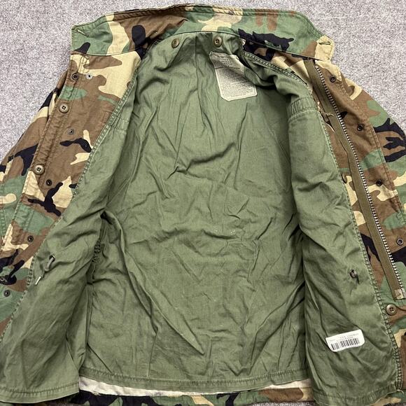 Vintage US Army M65 Field Jacket Mens Large Short Woodland Camo Cold Weather 90s - Picture 4 of 9